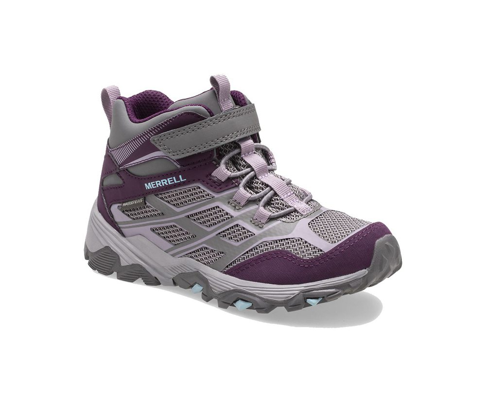 Buty Trekkingowe Merrell Dziecięce Szare - Moab Fst Mid A/C Waterproof - 901523-DNZ